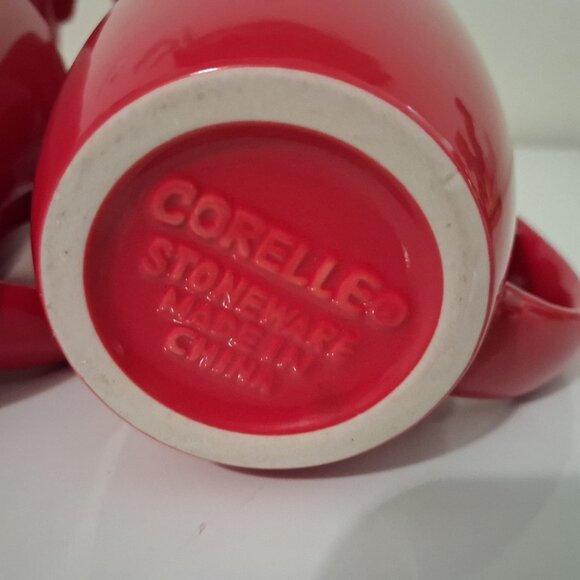 Corelle Coordinates Red Stoneware Coffee Mugs Cups Holds 12 oz. Set of 4, EUC - Picture 8 of 10
